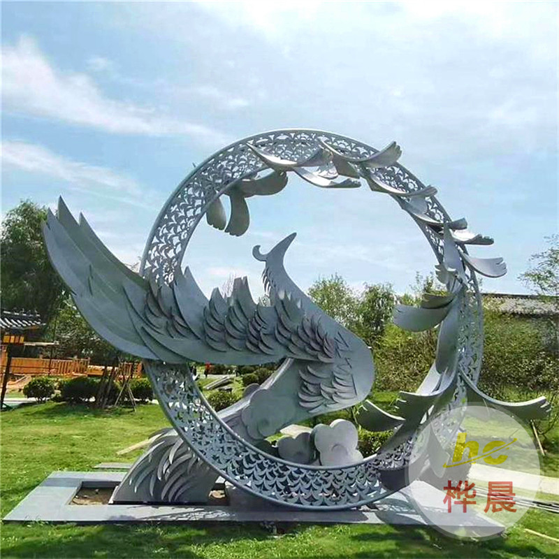 大型不銹鋼校園騰飛雕塑定制園林廣場地標景觀售樓部金屬白鋼擺件