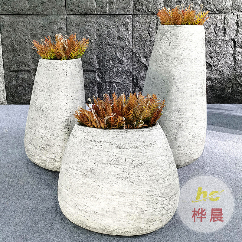 玻璃鋼花盆室外特大號仿石花缽歐式別墅小區(qū)盆景裝飾戶外景觀花壇
