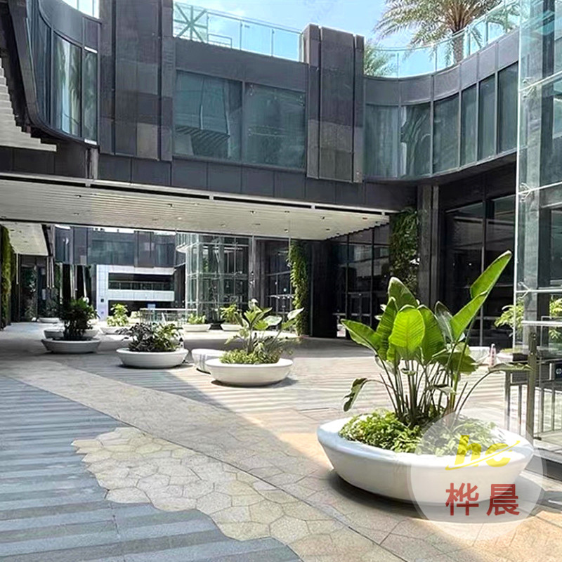 玻璃鋼花盆商場(chǎng)圓形花缽戶外組合花器玻璃鋼商場(chǎng)美陳現(xiàn)貨速發(fā)廠家