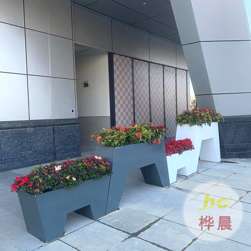 玻璃鋼長方形花盆高速公路天橋花盆戶外花盆玻璃鋼花槽花箱廠家