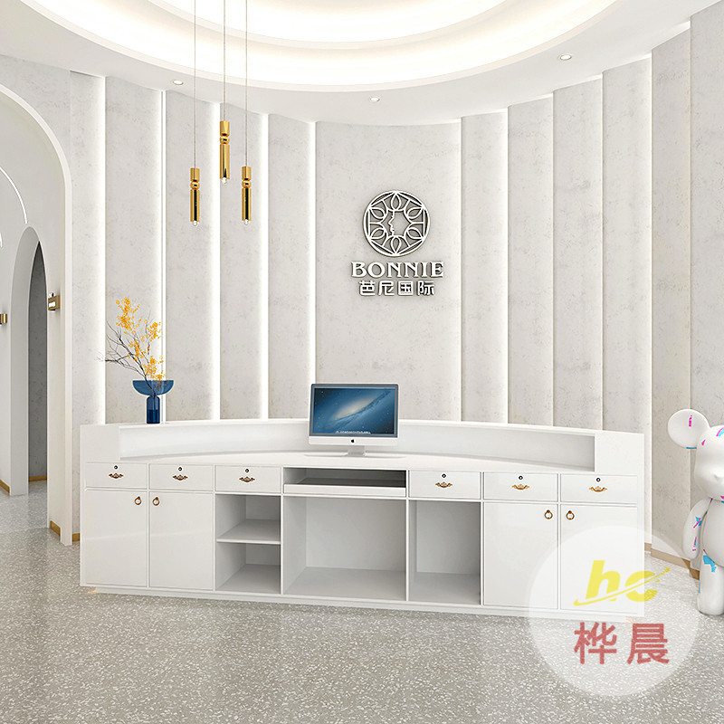 時(shí)尚大氣前臺(tái)接待臺(tái)玻璃鋼酒店前臺(tái)美容院吧臺(tái)售樓處沙盤千尋定制