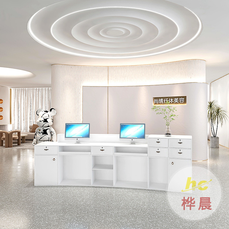 玻璃鋼創(chuàng)意收銀臺(tái)公司前臺(tái)美容院烤漆橢圓接待臺(tái)異形服務(wù)吧臺(tái)定制
