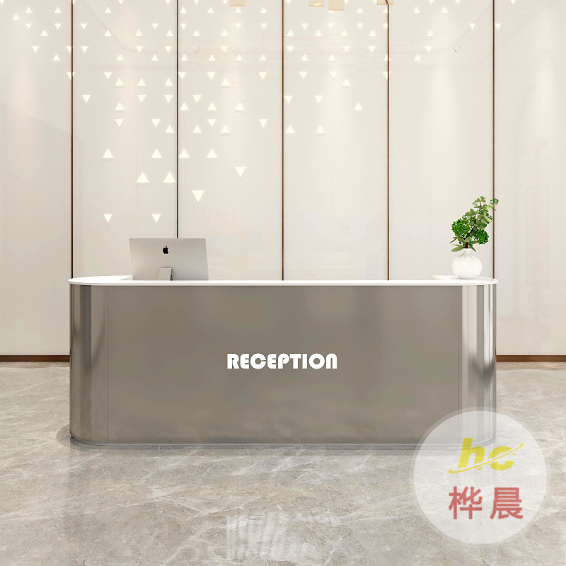 創(chuàng)意玻璃鋼烤漆前臺(tái)定制酒店公司高端接待臺(tái)美容院收銀臺(tái)異形吧臺(tái)