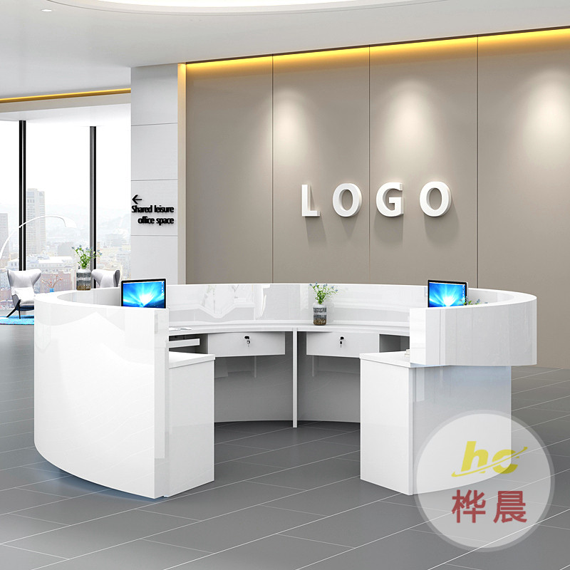 高端定制玻璃鋼烤漆前臺(tái)酒店接待臺(tái)公司收銀臺(tái)高檔迎賓臺(tái)異形前臺(tái)