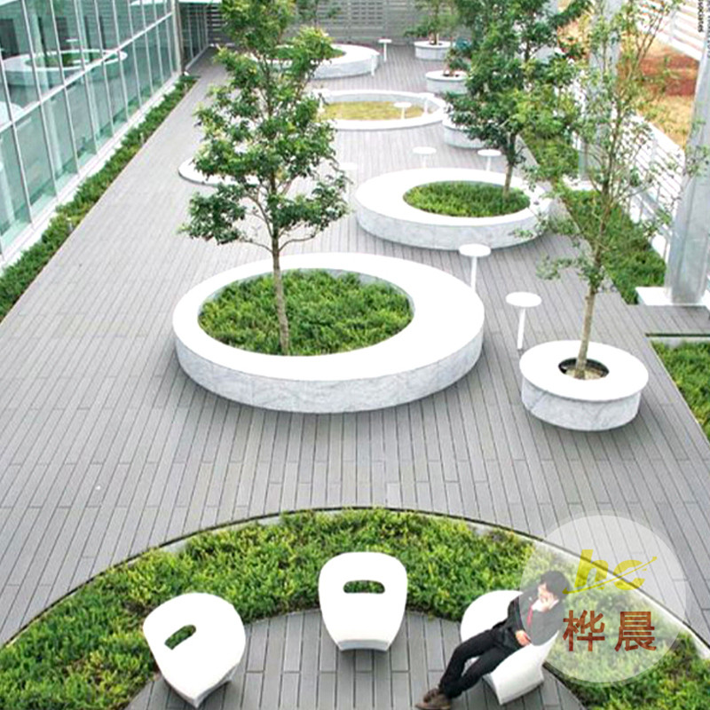 玻璃鋼橢圓弧形座椅廣場步行街戶外防腐木商場樹池防木紋休息坐凳