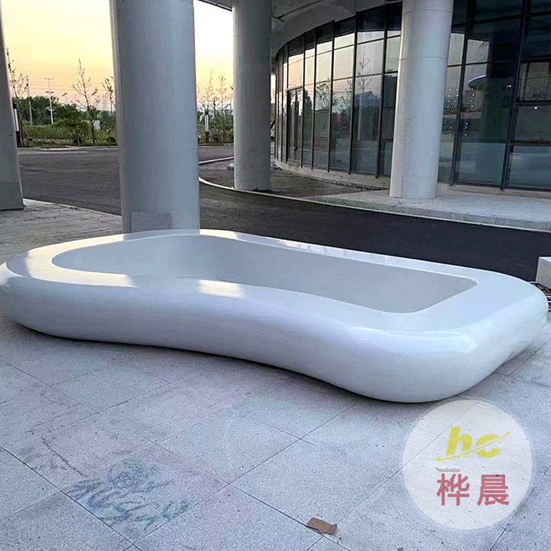 戶外玻璃鋼座椅商場公園弧形景觀異形拼接長條凳子FRP樹池坐凳