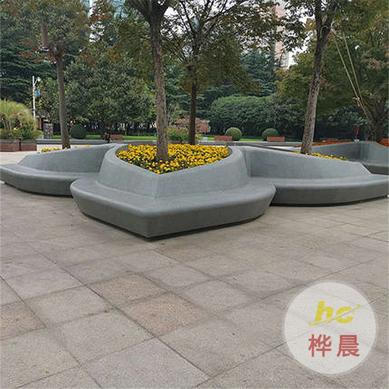 玻璃鋼公園花盆座椅園林景觀花壇商場(chǎng)公園休閑戶外異形長(zhǎng)條凳廠家