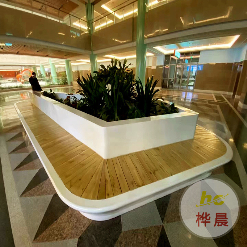 玻璃鋼戶外樹池花壇坐凳園林景觀種植美陳大型異形花池生產(chǎn)廠家