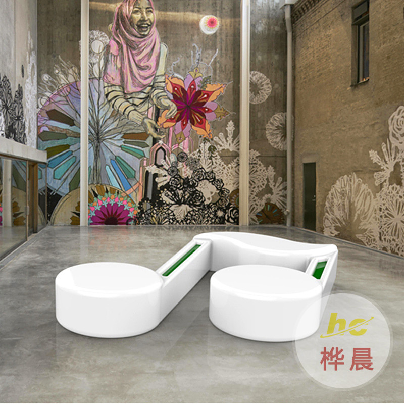 玻璃鋼座椅商場(chǎng)休閑椅兒童卡通美陳沙發(fā)戶外音樂(lè)符組合公園公共椅